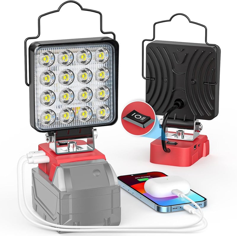 Ecarke LED Work Light Compatible with Milwaukee 18V Battery, 112W Cordless Work Lights 11200LM of Flashlight Battery Light with Low Voltage Protection & Type-C & USB-A Charger Port - Image 1